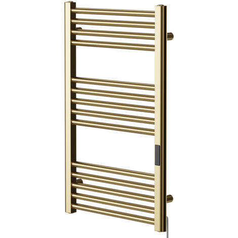 Wholesale Domestic Pizarro Colore Brushed Brass 800mm x 500mm Straight Dry Thermal Electric Heated Towel Rail (1/5)