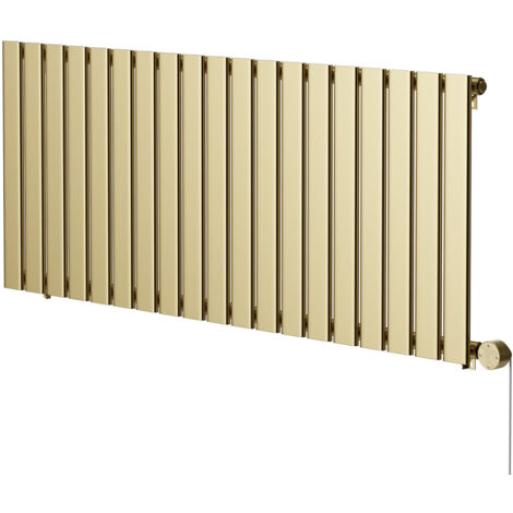 Hudson Colore Brushed Brass 600mm x 1440mm Horizontal Digital Thermostatic Electric Single Panel Radiator (1/5)