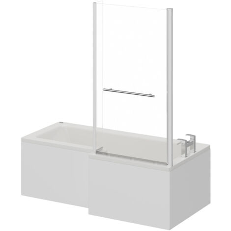 Wholesale Domestic Loire 1700mm 12 Jet Chrome Easifit Right Hand L Shaped Spa Shower Bath with Towel Rail Bath Screen and Front Bath Panel