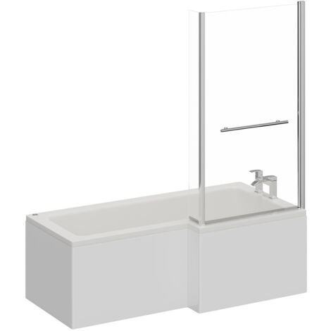 Wholesale Domestic Loire 1700mm 12 Jet Chrome Easifit Right Hand L Shaped Spa Shower Bath with Towel Rail Bath Screen and Front Bath Panel