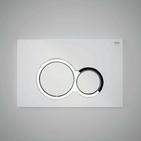 RAK White Flush Plate with Polished Chrome Round Push Plates - FS04RAKWHRO8C - White
