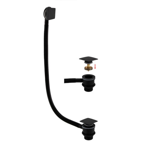 RAK Black Square Bath Clicker Waste and Overflow - RAKL9022SQB