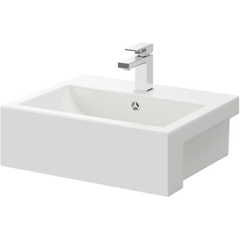 Wholesale Domestic Ramada 530mm x 440mm Square Semi Recessed Furniture Basin with 1 Tap Hole