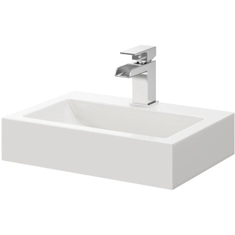Wholesale Domestic Horta 450mm x 320mm Rectangular Countertop Basin with 1 Tap Hole
