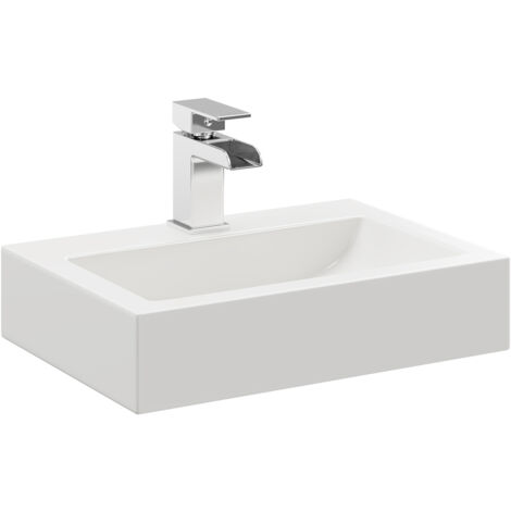 Wholesale Domestic Horta 450mm x 320mm Rectangular Countertop Basin with 1 Tap Hole
