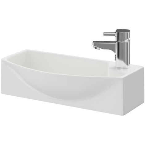 Wholesale Domestic Sintra 450mm x 220mm Left Hand Wall Hung Basin with 1 Tap Hole