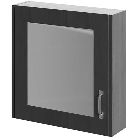 Windsor Traditional Dark Grey 600mm Wall Mounted 1 Door Mirrored Cabinet