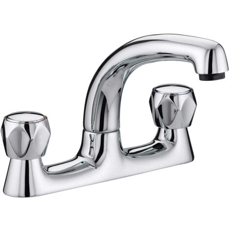 Bristan Club Chrome Deck Kitchen Sink Mixer Tap with Metal Heads - VAC2-DSM-C-MT