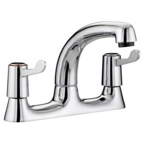 Bristan Value Lever Chrome Deck Kitchen Sink Mixer Tap with 6 Inch Levers and Ceramic Disc Valves - VAL2-DSM-C-6-CD