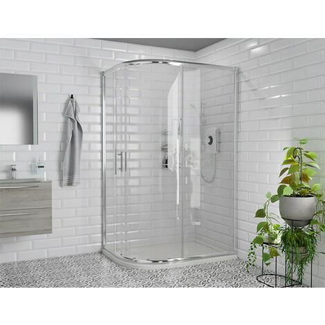Wholesale Domestic Series 8 Plus Chrome 1200mm x 900mm 1 Door Offset Quadrant Shower Enclosure (1/5)