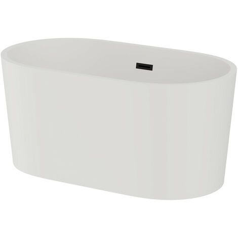 Wholesale Domestic Genoa Matt White 1500mm x 750mm Double Ended Freestanding Bath with Black Waste