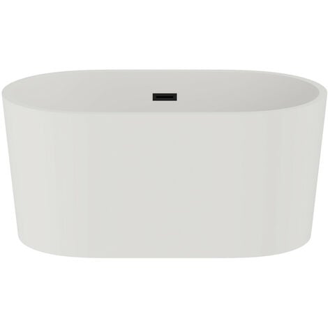 Wholesale Domestic Genoa Matt White 1500mm x 750mm Double Ended Freestanding Bath with Black Waste