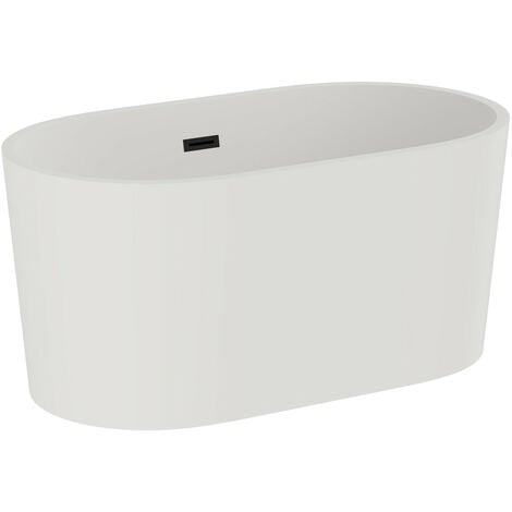 Wholesale Domestic Genoa Matt White 1500mm x 750mm Double Ended Freestanding Bath with Black Waste
