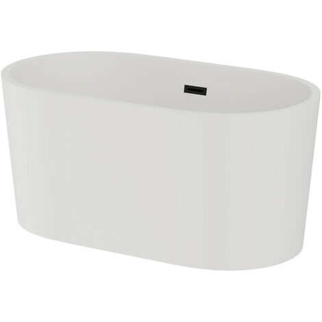 Wholesale Domestic Genoa Matt White 1700mm x 800mm Double Ended Freestanding Bath with Black Waste (1/5)