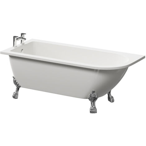 Wholesale Domestic Oxford 1700mm x 750mm Left Hand Single Ended Freestanding Shower Bath with Chrome Tiger Feet