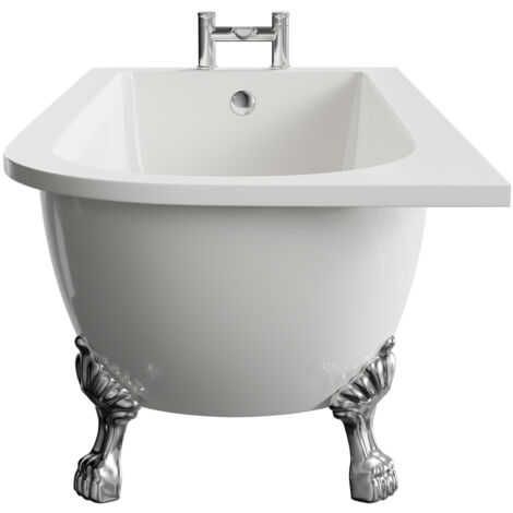 Wholesale Domestic Oxford 1700mm x 750mm Left Hand Single Ended Freestanding Shower Bath with Chrome Tiger Feet