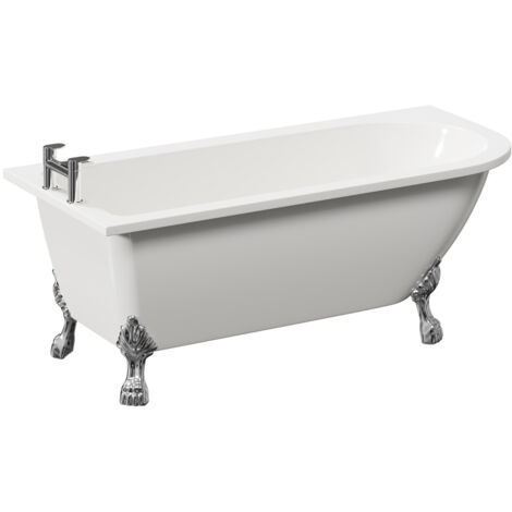 Wholesale Domestic Oxford 1700mm x 750mm Left Hand Single Ended Freestanding Shower Bath with Chrome Tiger Feet