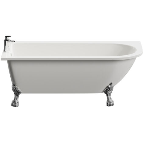 Wholesale Domestic Oxford 1700mm x 750mm Left Hand Single Ended Freestanding Shower Bath with Chrome Tiger Feet