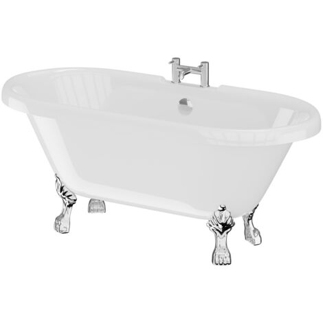 Windsor 1695mm x 755mm Double Ended Freestanding Roll Top Bath with Chrome Tiger Feet (1/5)