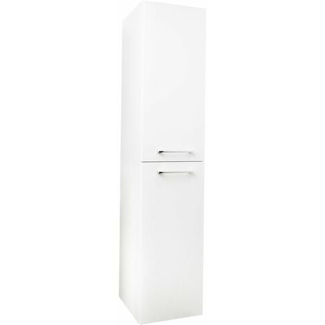 Napoli Gloss White 350mm x 1600mm Wall Mounted 2 Door Tall Storage Unit - White