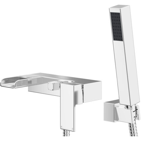 Wholesale Domestic Cubix Polished Chrome Waterfall Wall Mounted Bath Shower Mixer Tap (1/5)