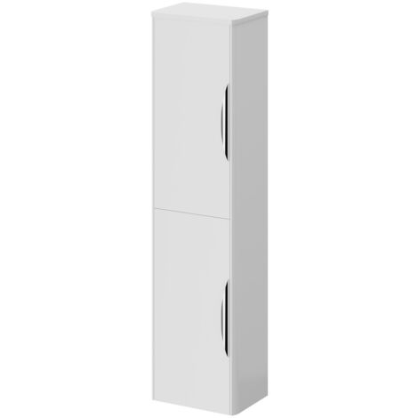 Oslo Gloss White 350mm x 1400mm Wall Mounted 2 Door Tall Storage Unit