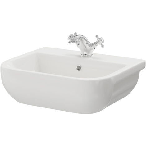 RAK Series 600 520mm Semi Recessed Furniture Basin with 1 Tap Hole (1/5)