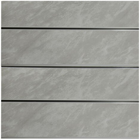 WholePanel 6mm Grey Marble with Silver Strip 200mm x 2700mm Pack of 5 Wall and Ceiling Panels - Grey