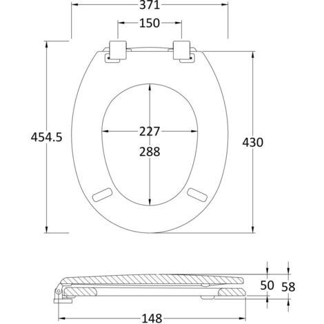 Nuie Traditional Toilet Seat with Chrome Hinges - NTS302