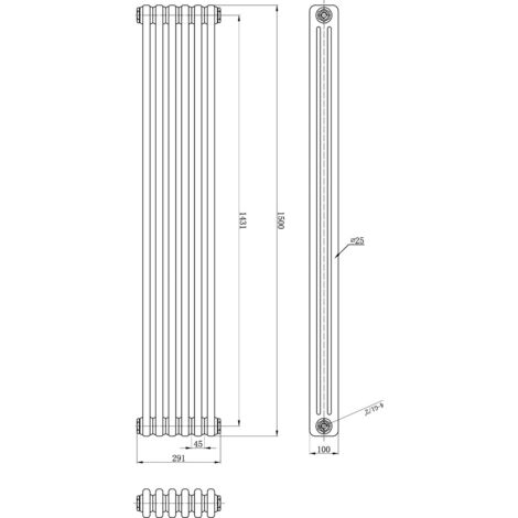Old London 1500mm x 287mm Gloss White Colosseum Triple Column Radiator - HX308
