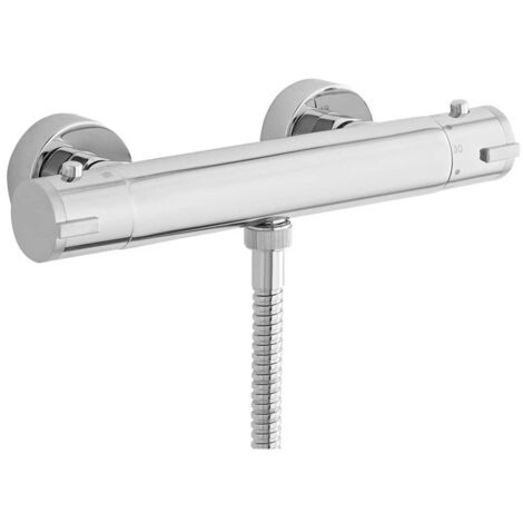 Nuie Chrome Minimalist Thermostatic Shower Bar Valve with Bottom Outlet - VBS009 (1/3)