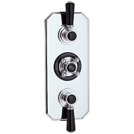 Old London Topaz Chrome Black Lever Concealed Triple Thermostatic Shower Valve with 3 Outlets - BTSVT005 (1/2)