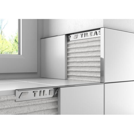 Tileasy Chrome 10mm Square Edge Metal Tile Trim - CAT10