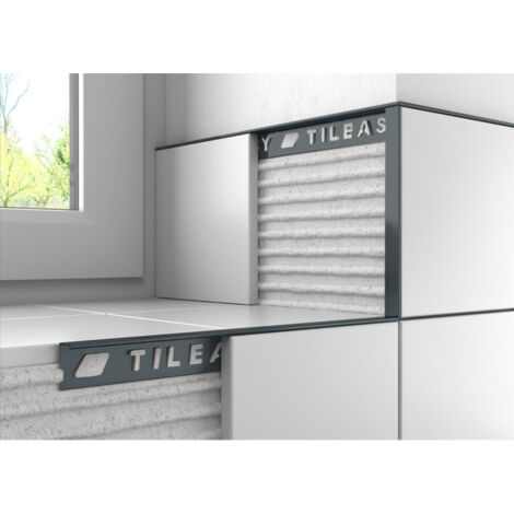 Tileasy Cobalt Grey 12mm Square Edge Metal Tile Trim - CGAT12