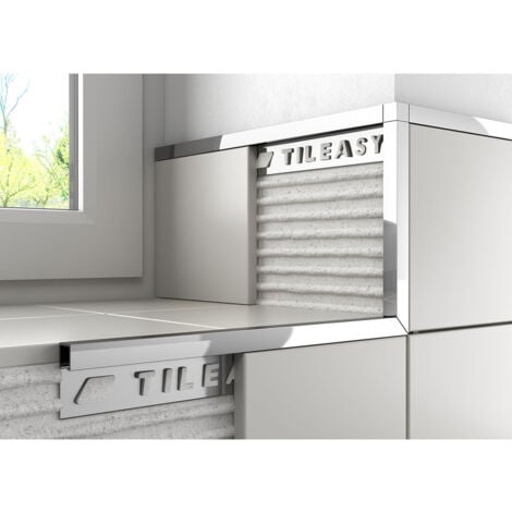 Tileasy Chrome 10mm Boxed Metal Tile Trim - CBT10