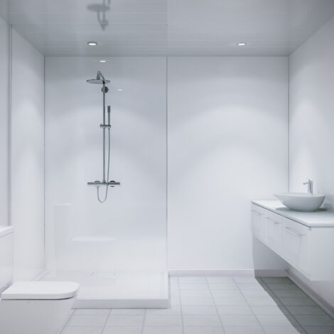 Multipanel Classic Natural White 2400mm x 900mm Unlipped Bathroom Wall Panel