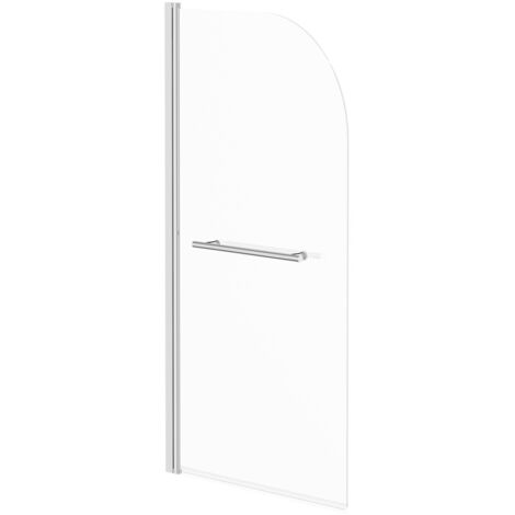 Wholesale Domestic Polished Chrome 770mm Single Section Rounded Corner Bath Shower Screen with Towel Rail (1/4)