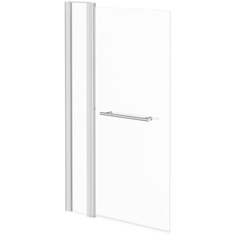 Polished Chrome 985mm Extended Square Corner Bath Shower Screen with Towel Rail (1/4)