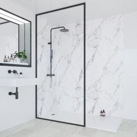 Multipanel Linda Barker Calacatta Marble 2400mm x 1200mm Unlipped Bathroom Wall Panel