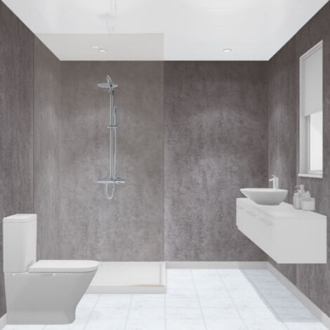 Multipanel Linda Barker Concrete Elements 2400mm x 598mm Hydro-Lock Tongue & Groove Bathroom Wall Panel