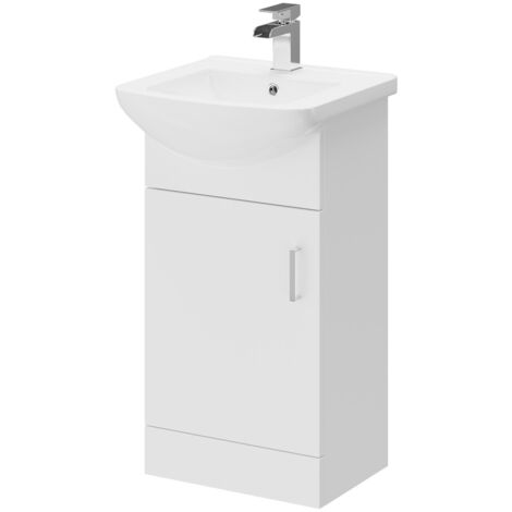 Wholesale Domestic Modena Gloss White 450mm Vanity Unit and Basin with 1 Tap Hole (1/5)