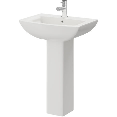 Wholesale Domestic Ailsa 600mm Basin with 1 Tap Hole and Full Pedestal