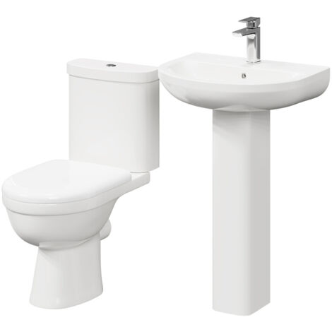Wholesale Domestic Ideal 550mm Full Pedestal Basin and Toilet Suite (1/5)