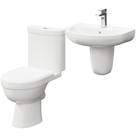 Wholesale Domestic Ideal 550mm Semi Pedestal Basin and Toilet Suite (1/5)