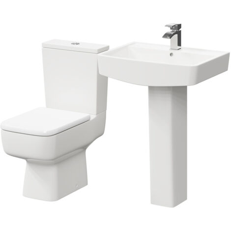 Wholesale Domestic Paulo 600mm Full Pedestal Basin and Toilet Suite (1/5)