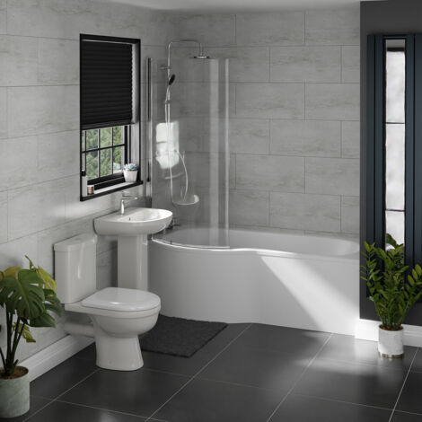 Wholesale Domestic Ideal 1700mm Left Hand P Shaped Shower Bath Bathroom Suite (1/3)