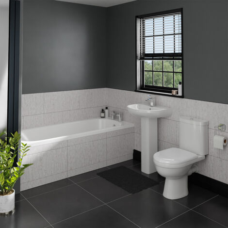 Wholesale Domestic Ideal 1700mm Straight Bath Bathroom Suite (1/3)