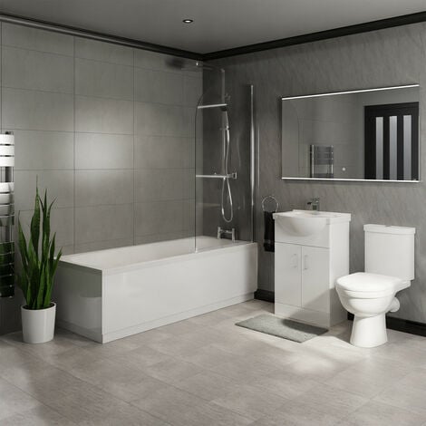Straight Shower Bath Bathroom Suite