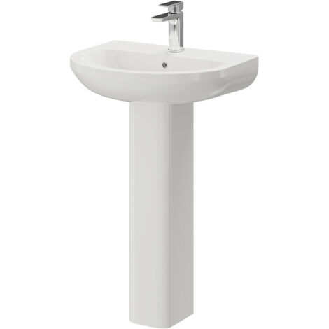Wholesale Domestic Ideal 560mm Basin with 1 Tap Hole and Full Pedestal