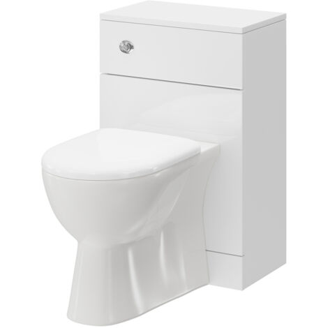 Alexander James Gloss White 500mm Toilet Unit and Monza Back To Wall Toilet Pan with Soft Close Toilet Seat (1/5)
